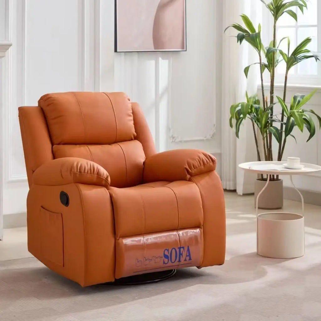#@Modern Multifunction Electric Leather Recliner Sofa Recliner Sofa With Adjustable Backrest Swirling Single Sofa Chair