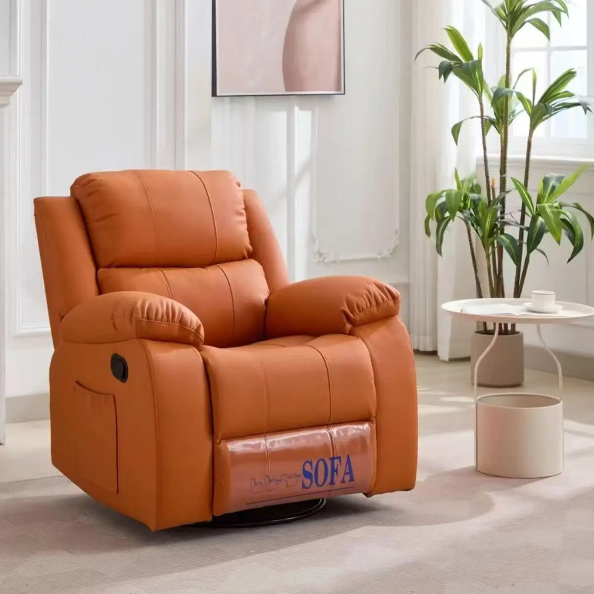 #@Modern Multifunction Electric Leather Recliner Sofa Recliner Sofa With Adjustable Backrest Swirling Single Sofa Chair