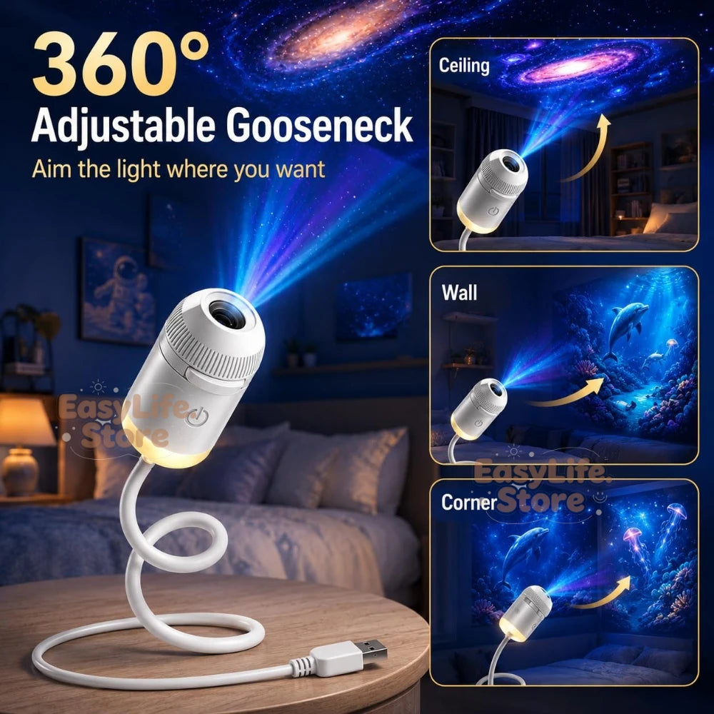 HD Smart Dynamic 5D Holographic Night Light Projector, 2-in-1 Galaxy Star and Ocean Projector with 24 Films for Bedroom Decor