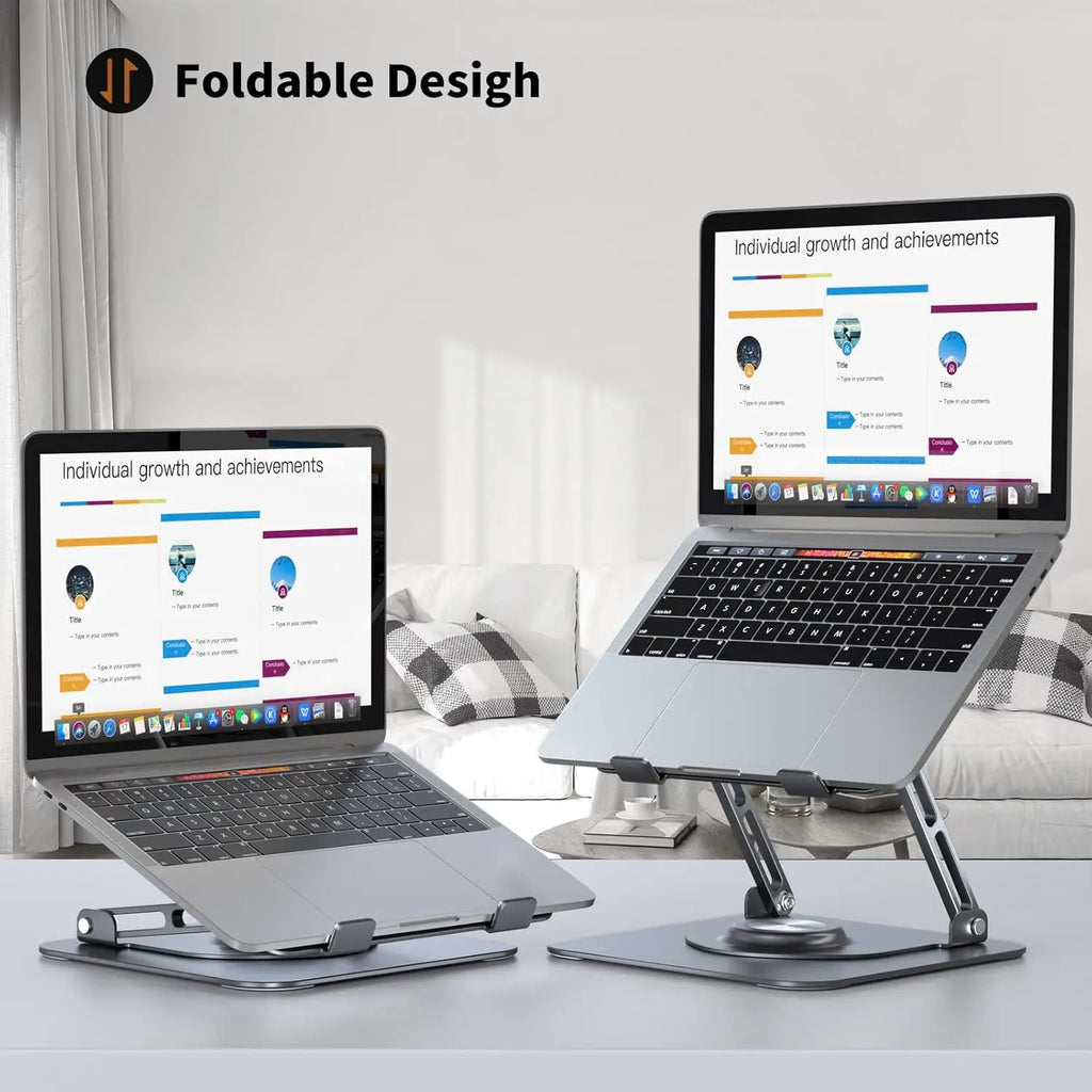 Foldable Portable Adjustable Computer Stand with 360° Rotating Base Ergonomic Laptop Riser  Laptop Stand for Desk