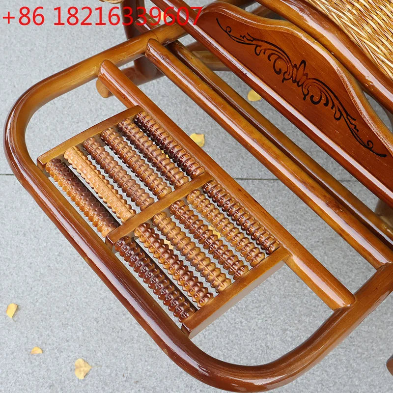 Balcony elderly rattan chair household large medium new Chinese real rattan recliner