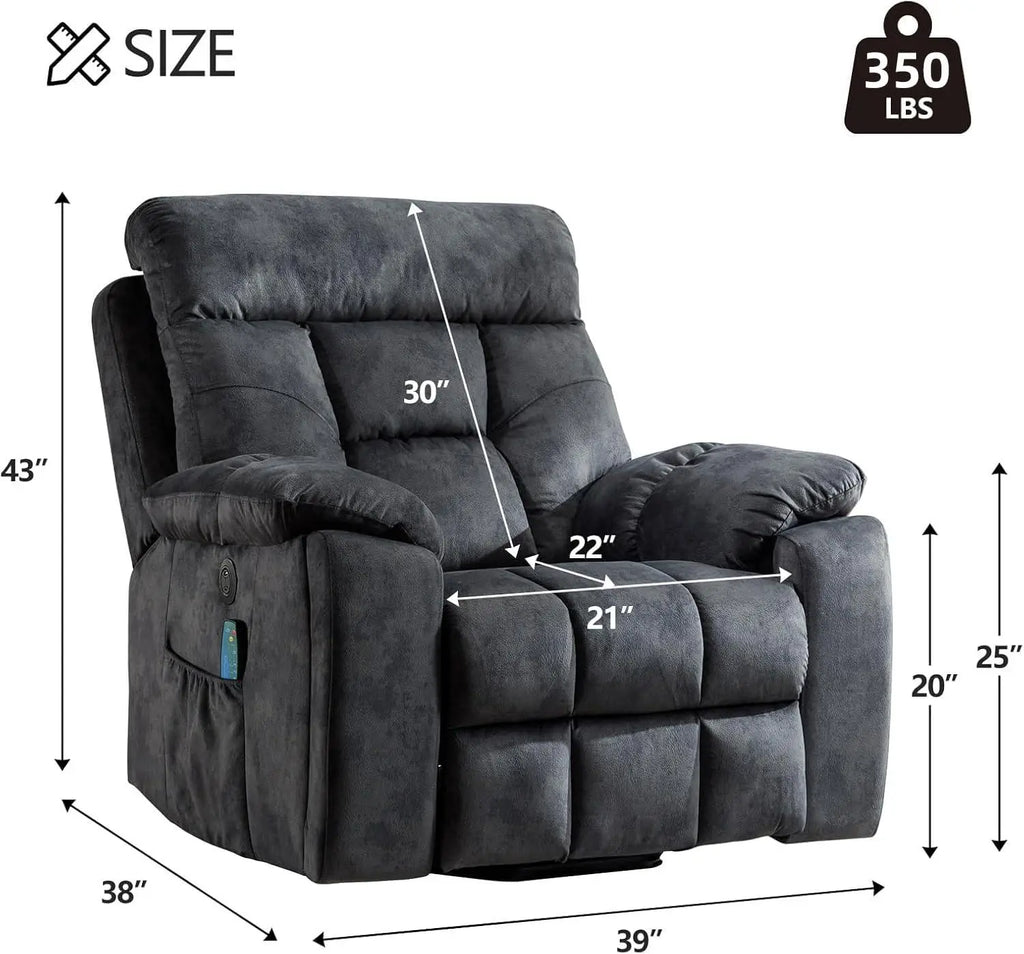 Large Power Lift Recliner Chair with Massage and Heat for Elderly Big and Tall People, Overstuffed Wide Recliners with 2 Cup