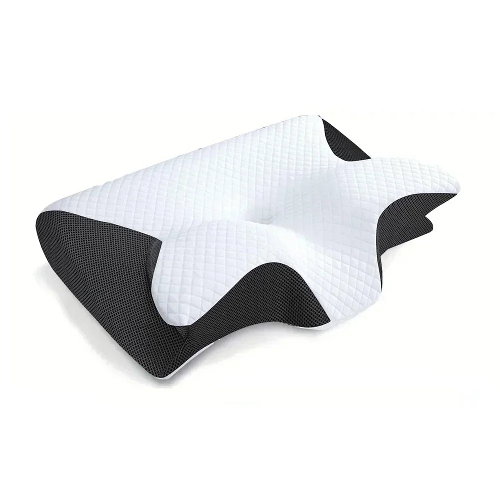 Sleep Memory Pillow — Butterfly Contoured Memory Foam Neck Pillow for Cervical Support &amp; Pain Relief