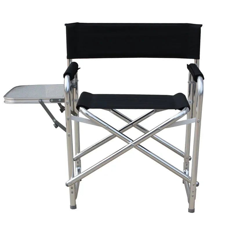 Aluminum Alloy Director’s Chair with Side Table, Portable Folding Fishing Stool, Relaxing Laptop Desk, Outdoor Picnic Gear