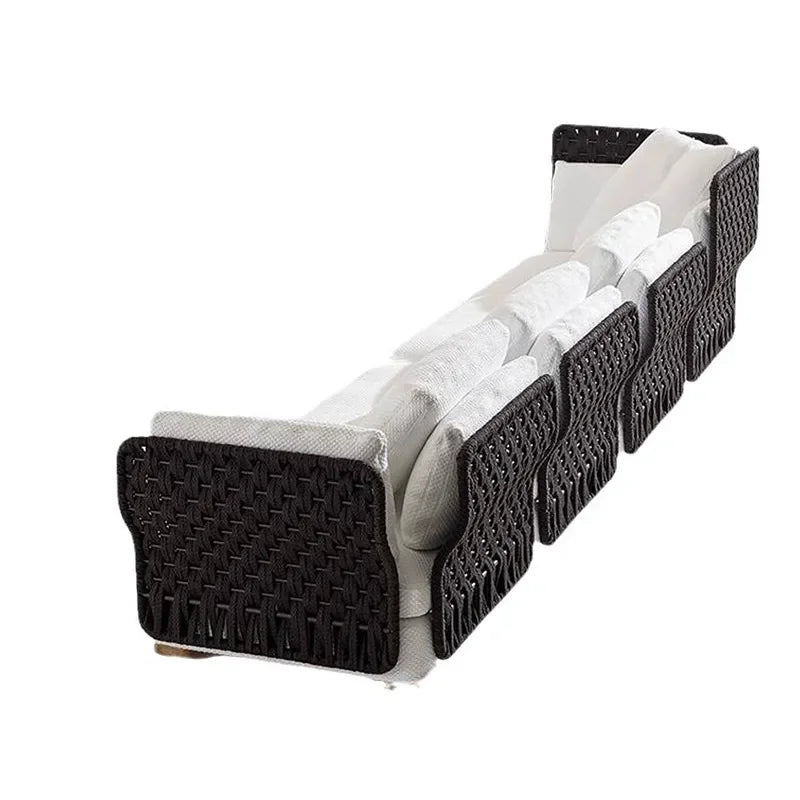 Outdoor Rattan Sofa Set Nordic Style Double Seat Chair for Villa Balcony Garden Terrace Courtyard Furniture