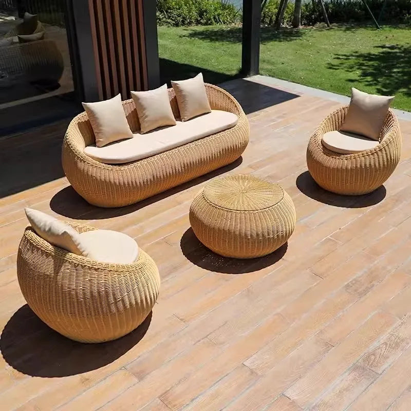 Modern outdoor rattan sofa set for garden patio furniture