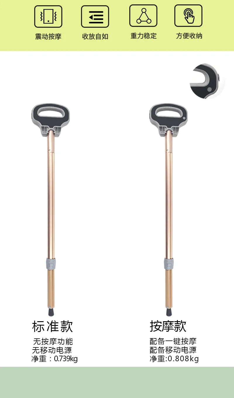 Multifunctional Hiking Pole Outdoor Portable Massage Three-legged Stool Hiking Cane Cane Stool