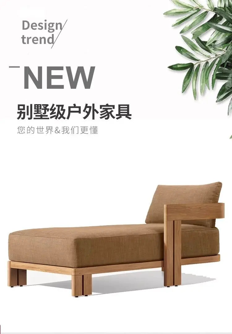 For Outdoor Solid Wood Sofa Waterproof Sun Protection Anti-Corrosion Garden Courtyard Villa Patio Furniture Durable