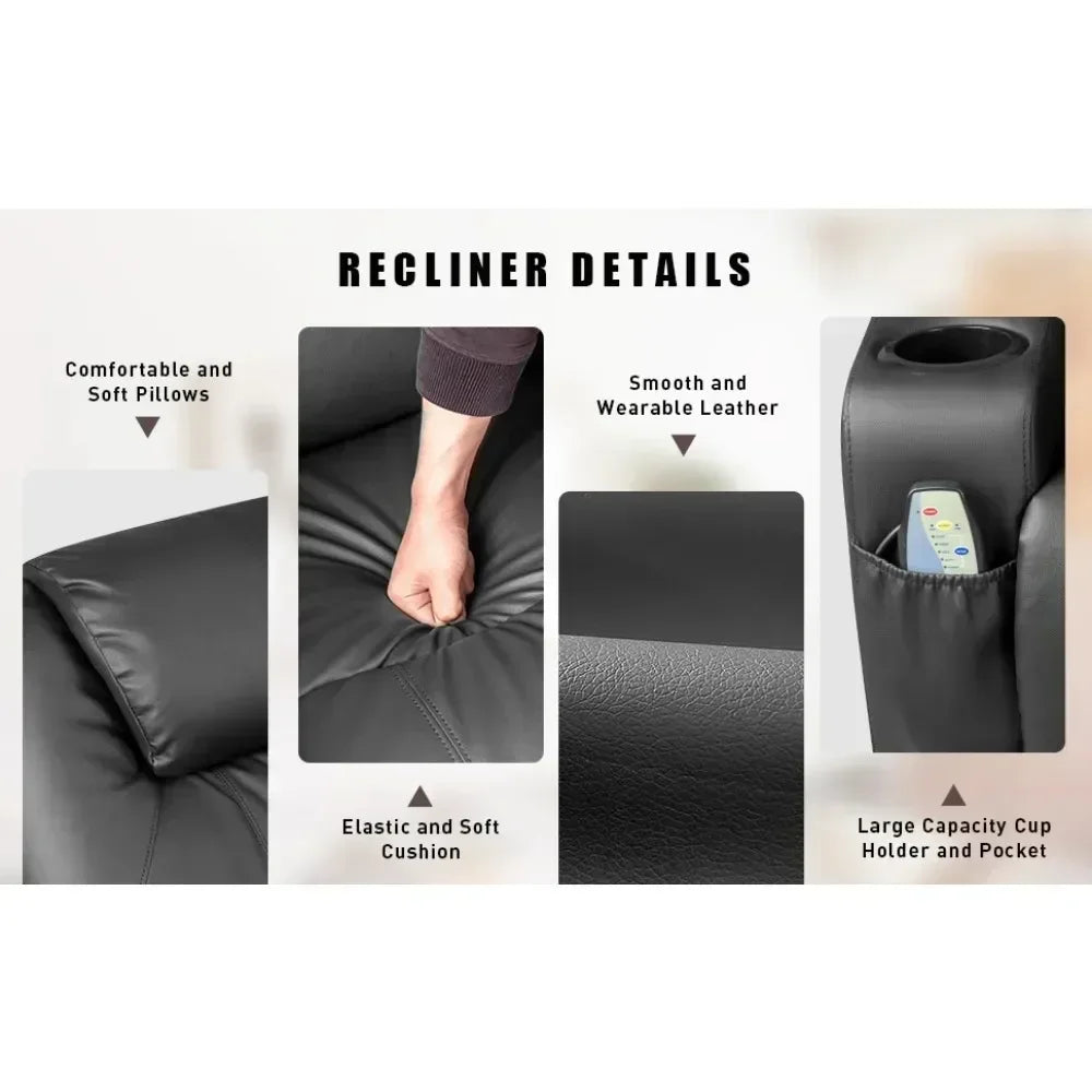 2023 New Swivel Rocker Recliner with Massage and Heating Functions, Sofa Chair with Remote Control and Two Cup Holders