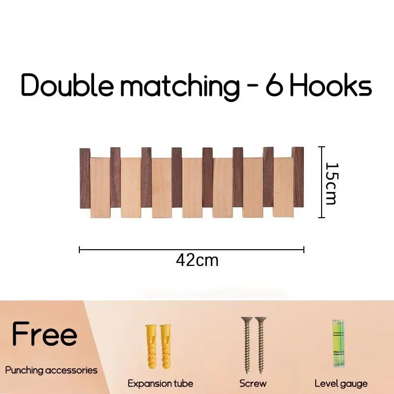 Black Walnut Coat Rack Wall Mounted Solid Wood Clothes Hooks Hallway Entrance Door Hanger Home Decor Ds Furniture Perchero