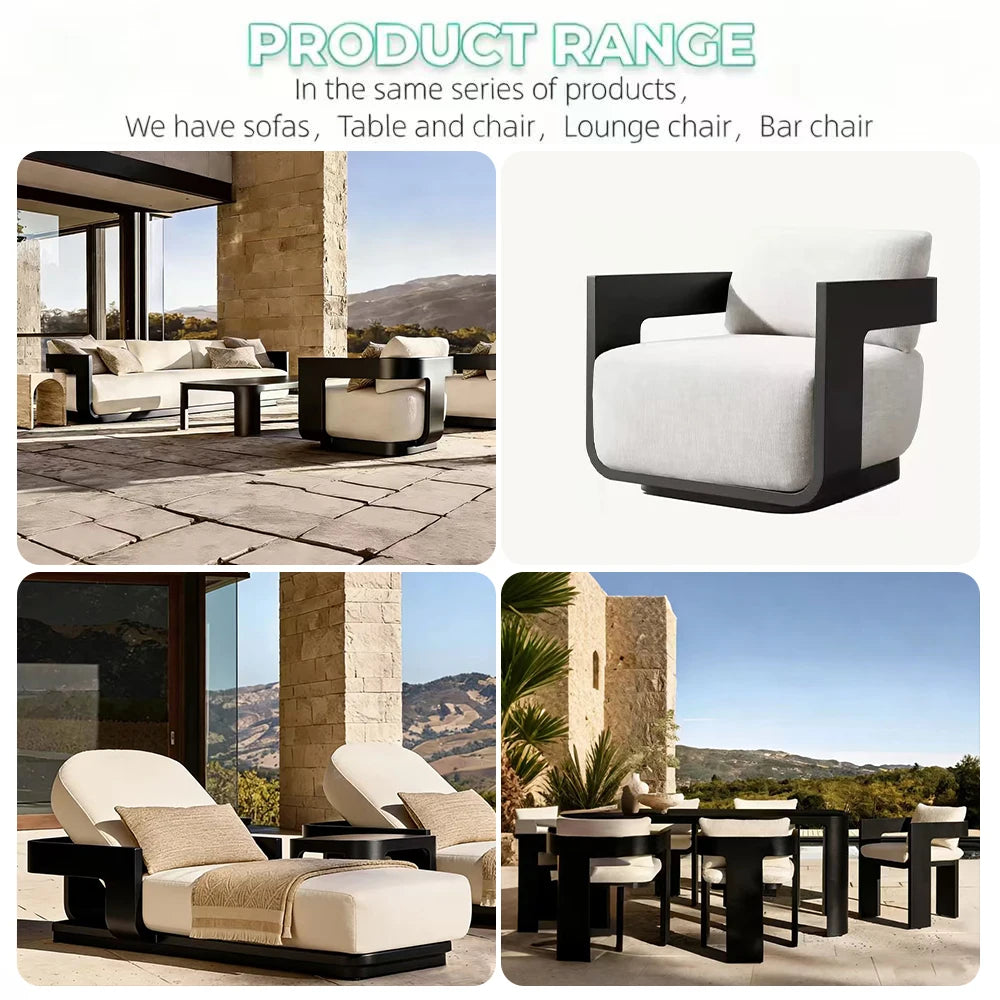 Aluminum Outdoor Sofa Set Modern Garden Furniture Patio Sectional Couch Resort Villa Backyard Seating Group Weatherproof