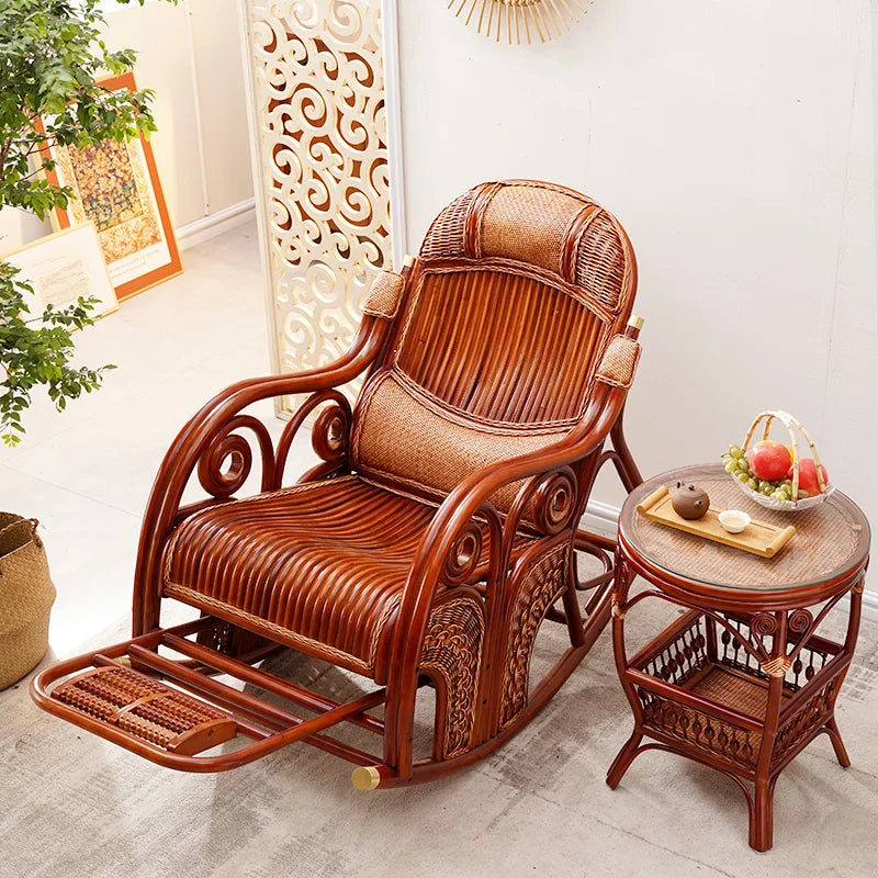 Natural rattan rocking chair adult sofa household cushion living room