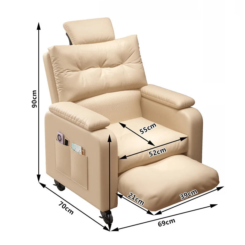 Soft Relaxing Armchair for Home Office Living Room Bedroom Adjustable Single Sofa Chair with Caster Cozy Reclining Lounge Chairs
