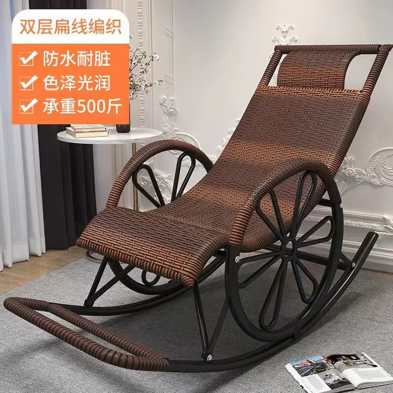 Rocking chair rattan chair adult nap recliner living room balcony lazy chair small rocking elderly leisure rocking