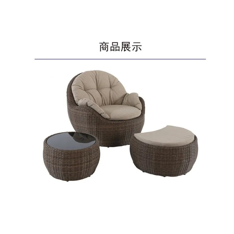 Outdoor sofa combination, courtyard hotel terrace villa homestay leisure rattan chair, outdoor waterproof and sunscreen rattan