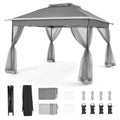 11x11 Pop Up Gazebo with Mosquito Netting Easy 1-Person Setup Water-Resistant Backyard  for Family Patio Garden Use