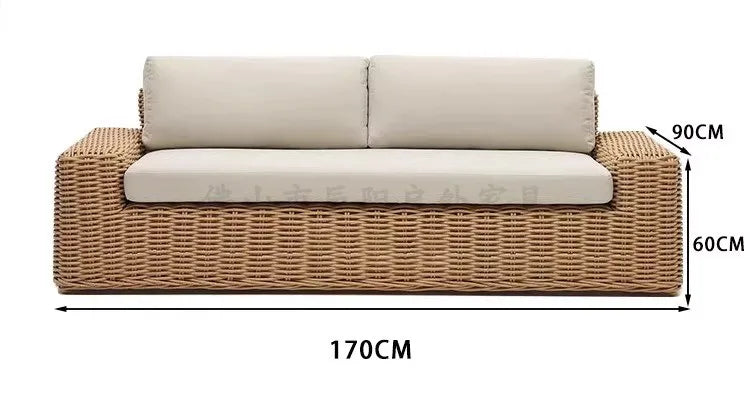 Outdoor rattan sofa combination courtyard villa sun room waterproof and sunscreen rattan sofa garden homestay leisure sofa