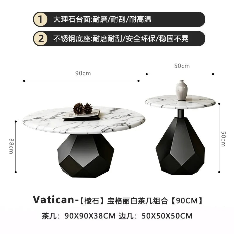 Italian minimalist prism stone coffee table living room household small apartment marble designer round coffee table combination