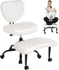 White Cross Legged Ergonomic Criss Cross Chair With Wheels 360 Swivel Height Adjustable Meditation Yoga ADHD Wide Kneeling Lumba