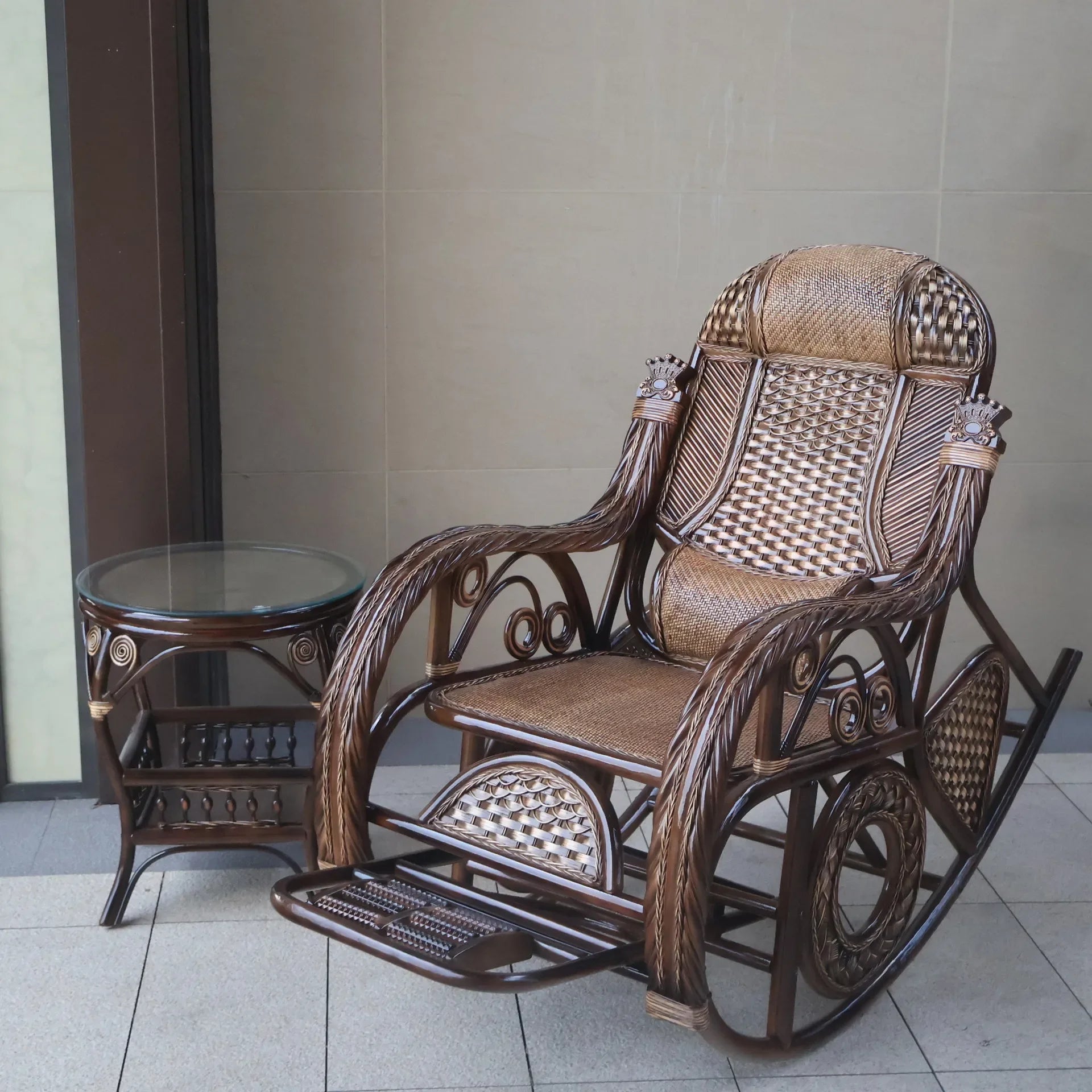 TAO Natural rattan rocking chair recliner adult balcony home leisure elderly nap chair
