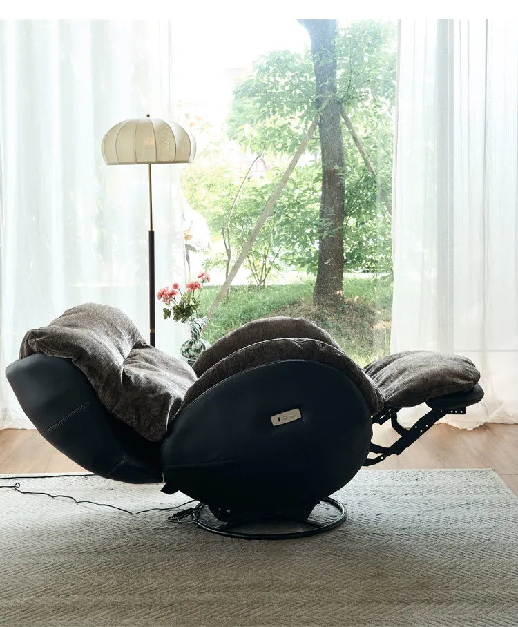N Retro Electric Single Sofa Chair Designer French Lazy Sofa Balcony Living Room Function Rotating Recliner