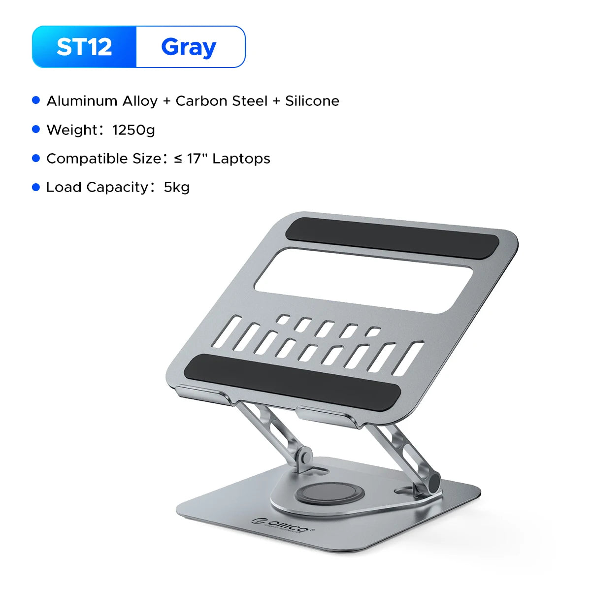ORICO Foldable Laptop Stand Aluminum Alloy 360 Adjustable Notebook Stand Up to 17 inch Laptop Folding Desktop Support Holder