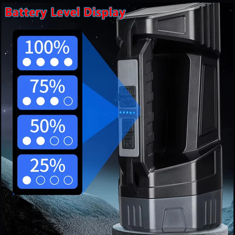 Portable Handheld Solar-Powered Flashlight Strong Light Rechargeable Ultra-Long Battery Life Super Bright Suitable Home Outdoor