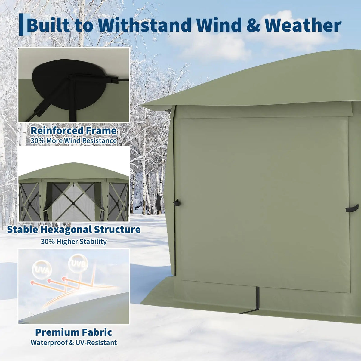 Portable Collapsible Gazebo Screen Tent – 6-Sided, 13FT/11FT, Removable Canopy Top, Bite-Proof Mesh, All-Weather Outdoor Shelter for Camping, Patio, Backyard