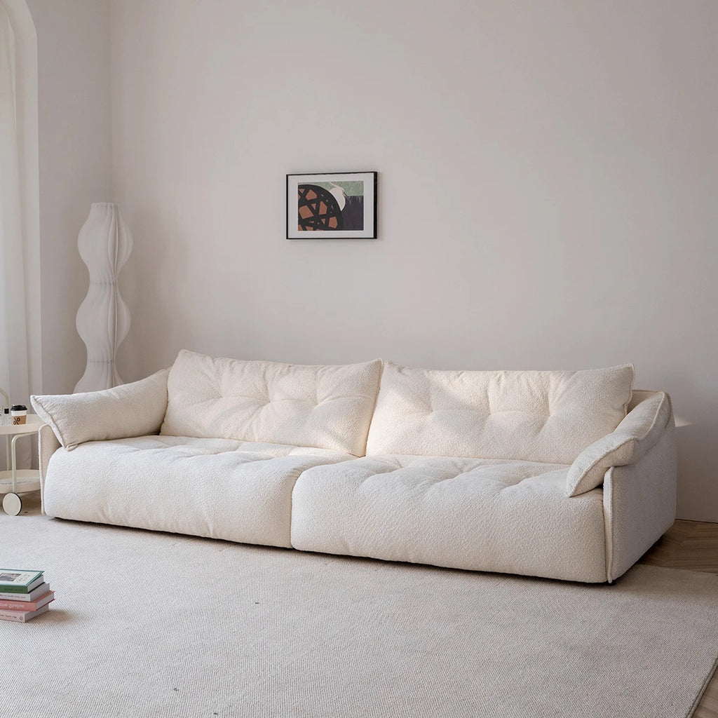 # Nordic Modern Cream White Sherpa 3-seater Living Room Set Sofa Modular Deep Throne Villa Apartment Hotel Designer Sofa