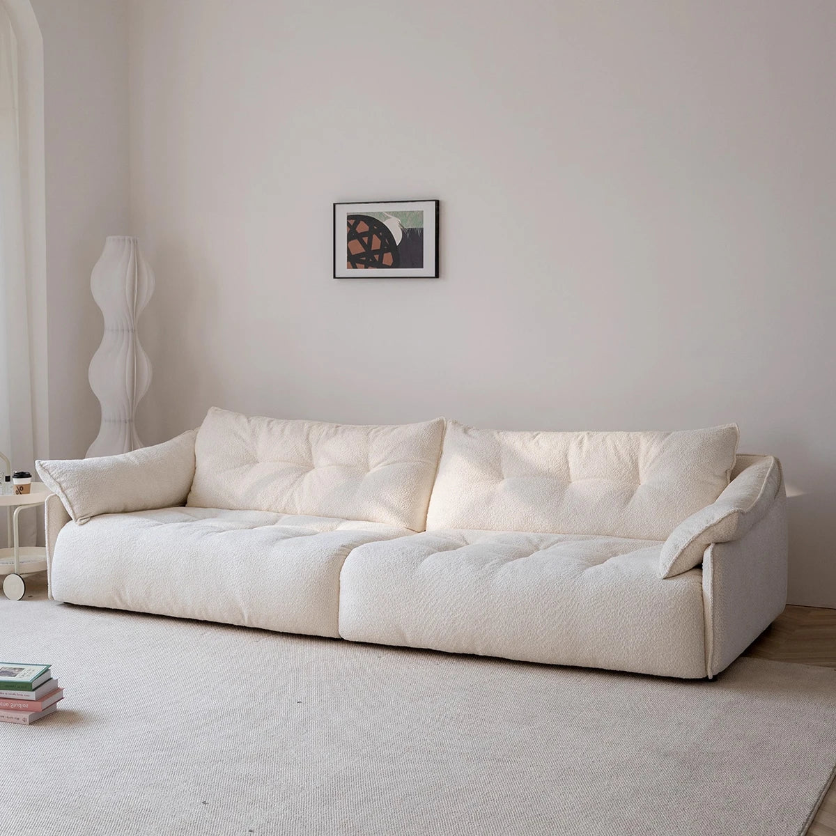 # Nordic Modern Cream White Sherpa 3-seater Living Room Set Sofa Modular Deep Throne Villa Apartment Hotel Designer Sofa