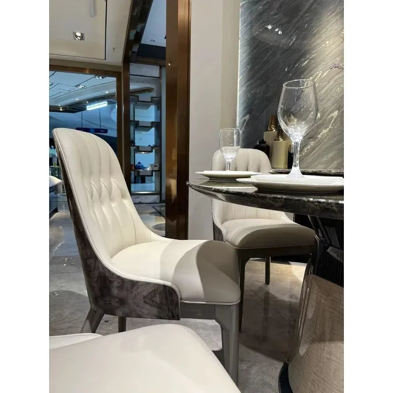 Italian Light Luxury Simple Post Modern Big Round Table Villa High End Emerald Natural Stone Dining Table And Chair Set