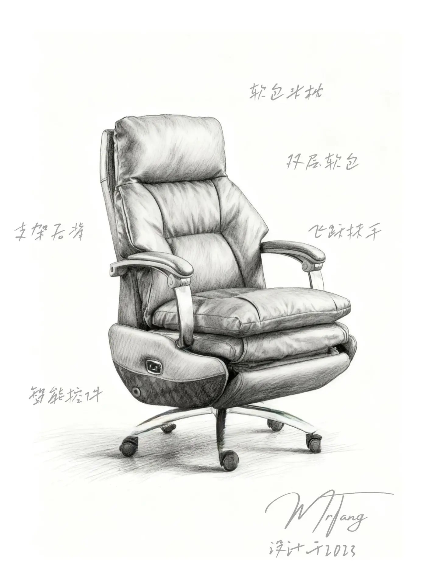 Electric boss leather office reclining office chair, comfortable sedentary home, study massage