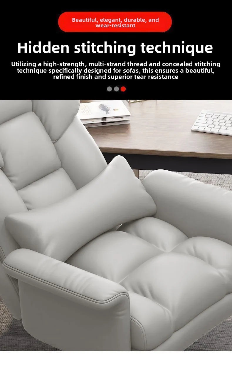 Executive Leather Office Chair Ergonomic Comfort Reclining Desk Chair for Home Workstations Full Backlift Adjustable Furniture